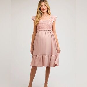 DAVI & DANI Pink Ruffle Sleeve Dress